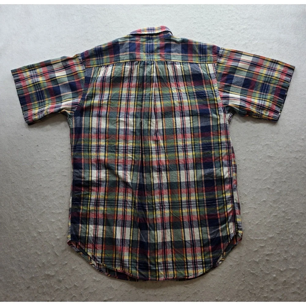 Ralph Lauren Vintage Boy's Multicolored w Red Pony Plaid Button Up Shirt. Sze XL